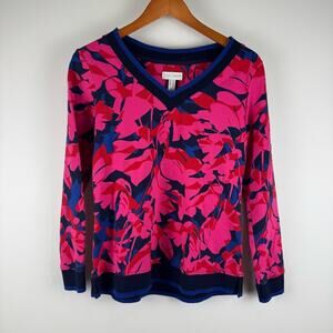 Sport Savvy Pink and Blue Floral V-Neck Pullover ~ XXS